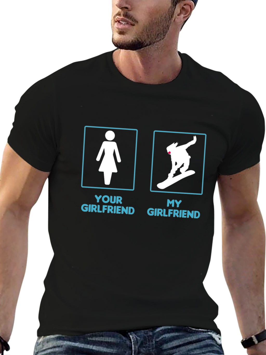 Funny My Girlfriend Snowboarding Graphic Tee