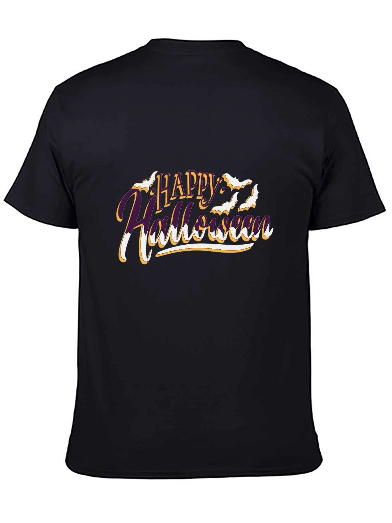 Happy Halloween Graphic Print Black T-Shirt