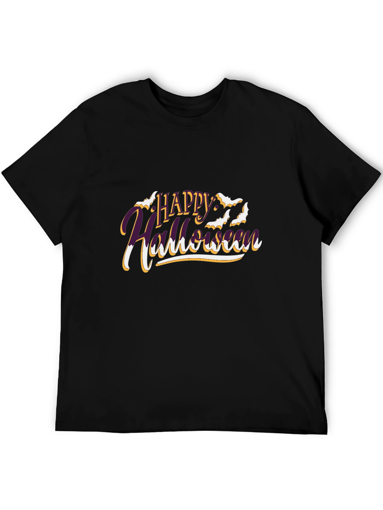 Happy Halloween Graphic Print Black T-Shirt