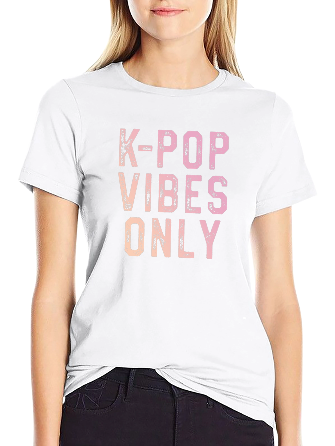 K-Pop Vibes Only Graphic Tee - Trendy Casual Shirt