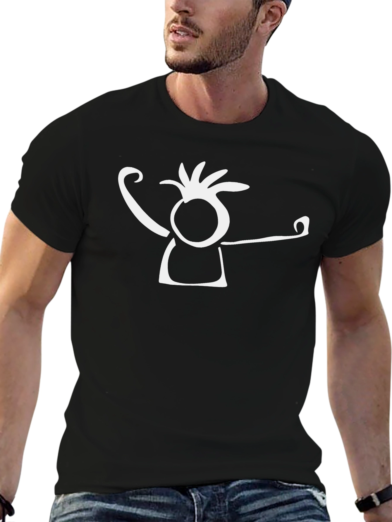 Abstract Man Graphic Tee - Black
