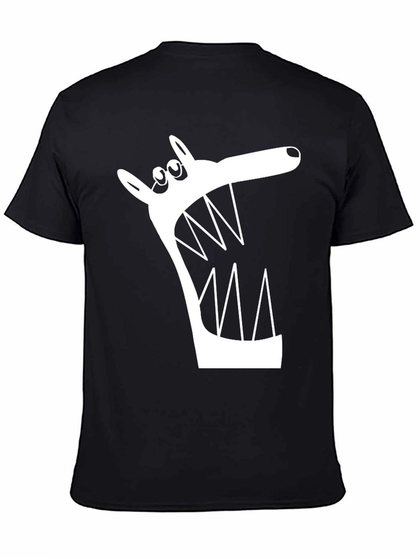 Cartoon Wolf Graphic Tee - Mens Black T-Shirt