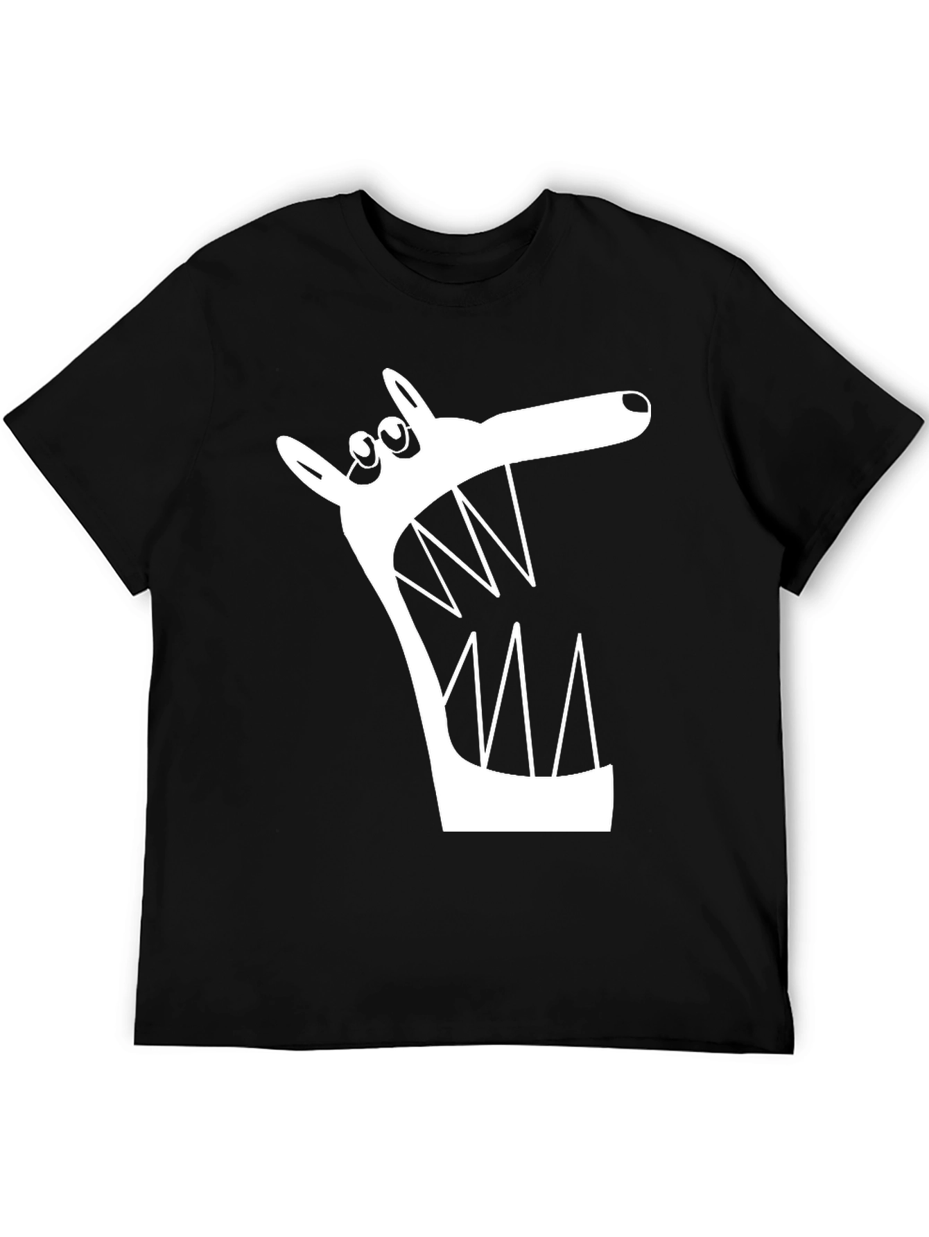 Cartoon Wolf Graphic Tee - Mens Black T-Shirt