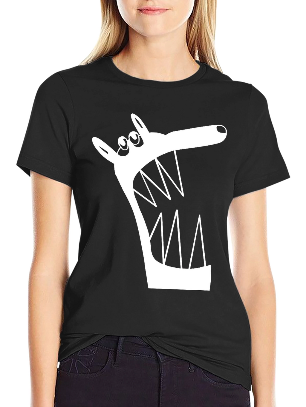 Cartoon Wolf Graphic Tee - Mens Black T-Shirt