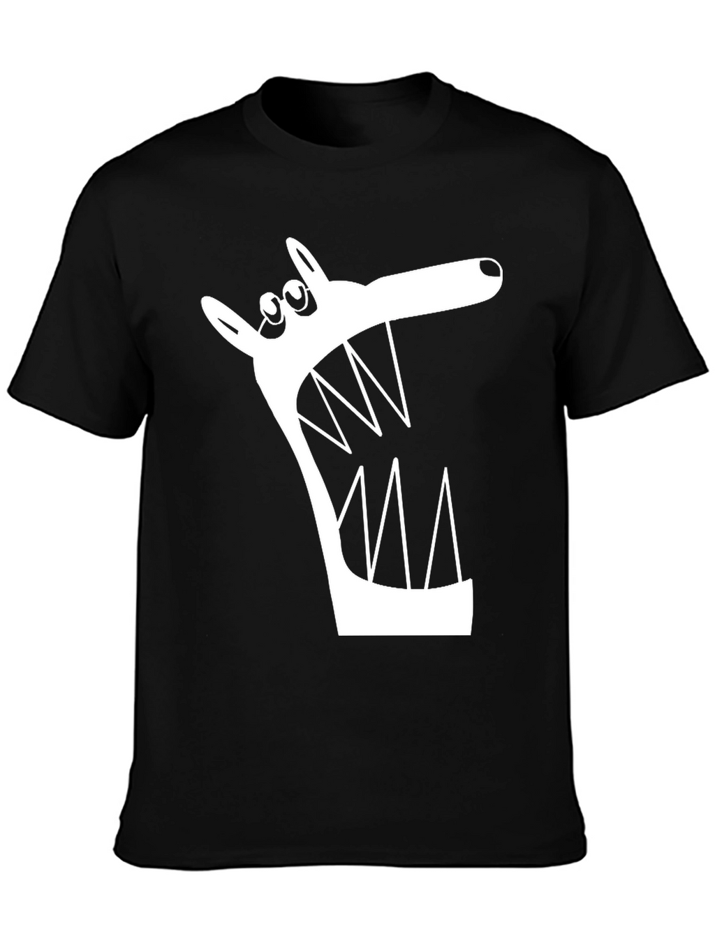 Cartoon Wolf Graphic Tee - Mens Black T-Shirt