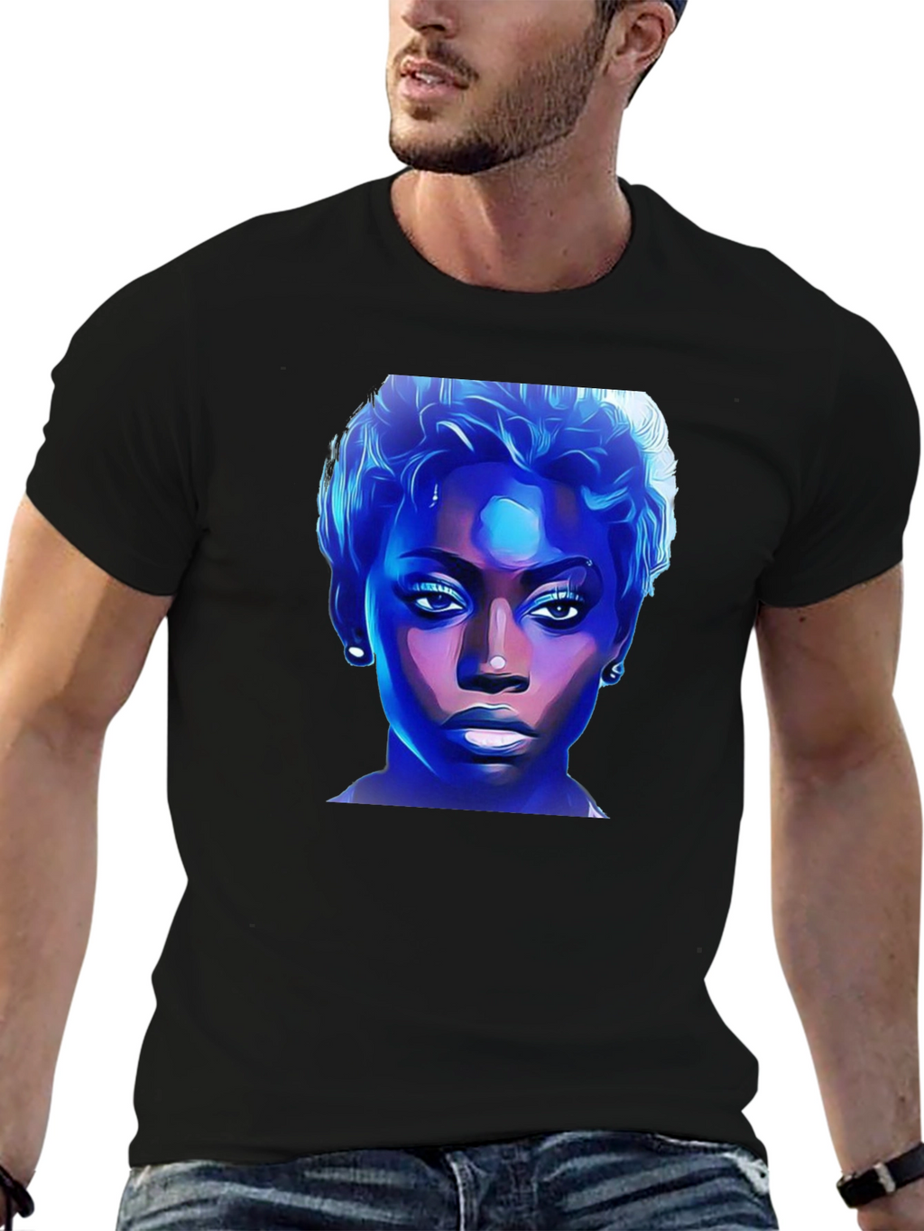 Black T-Shirt with Bold Graphic Print