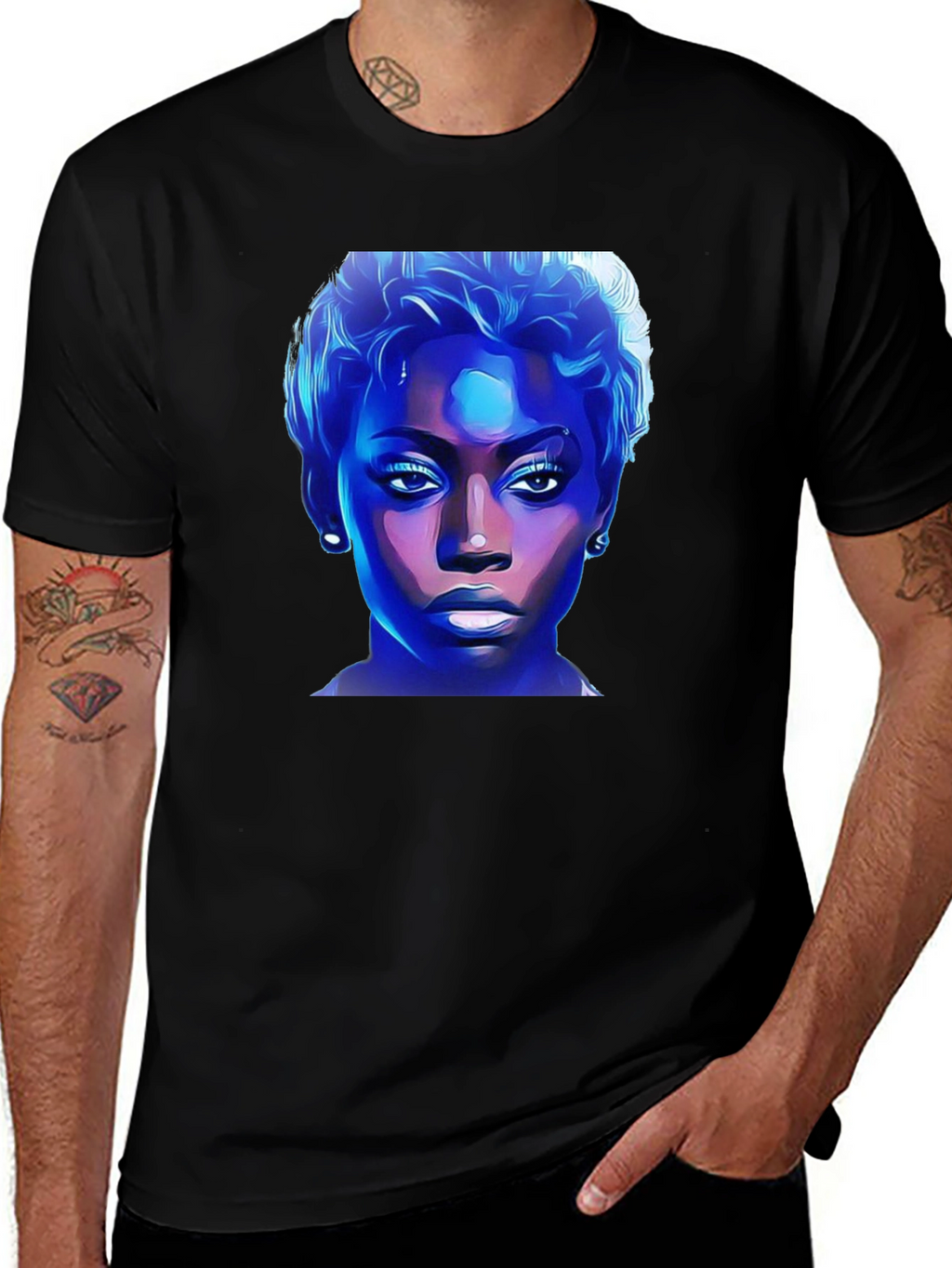 Black T-Shirt with Bold Graphic Print