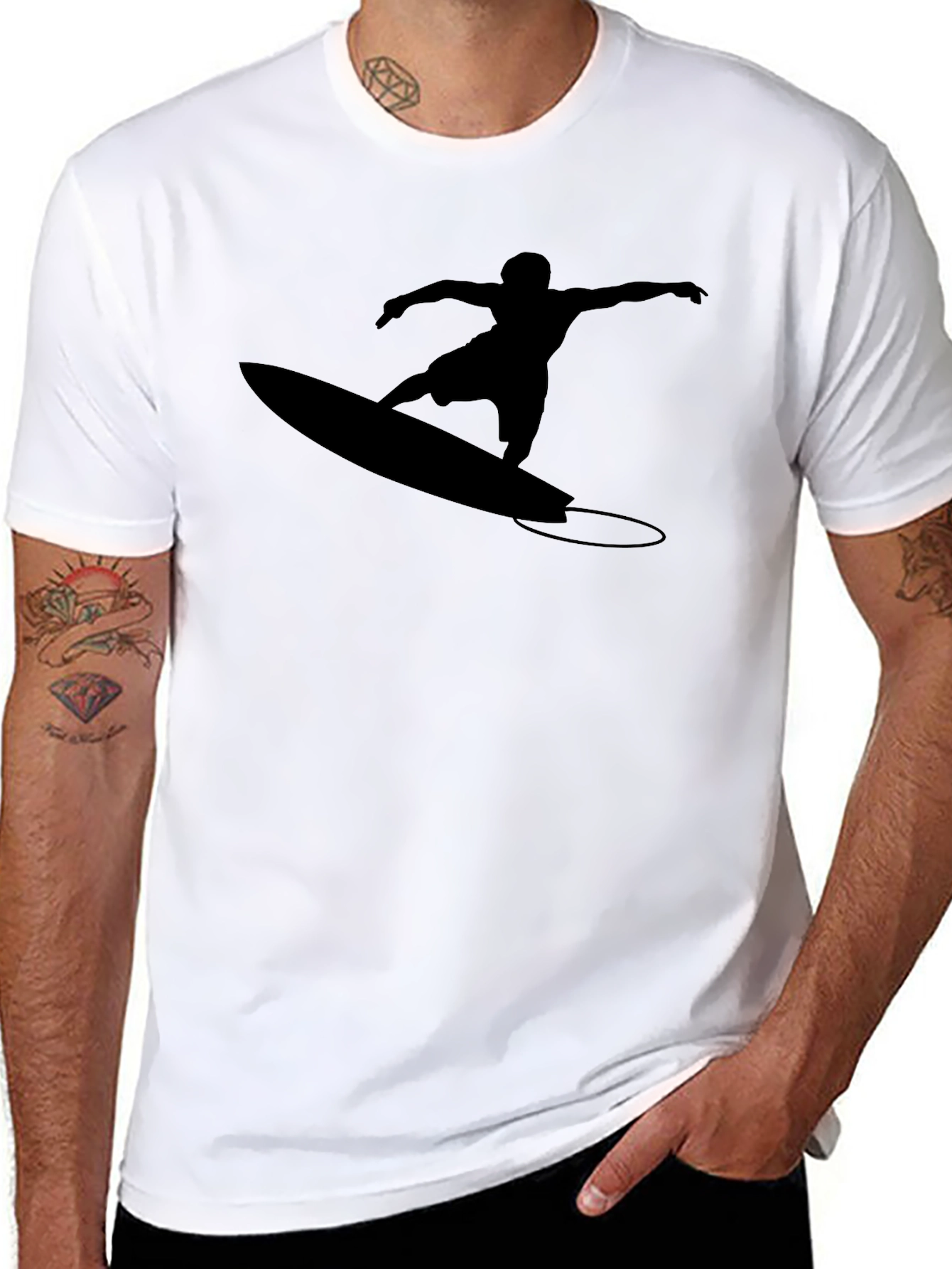 Surfer Silhouette Black T-Shirt