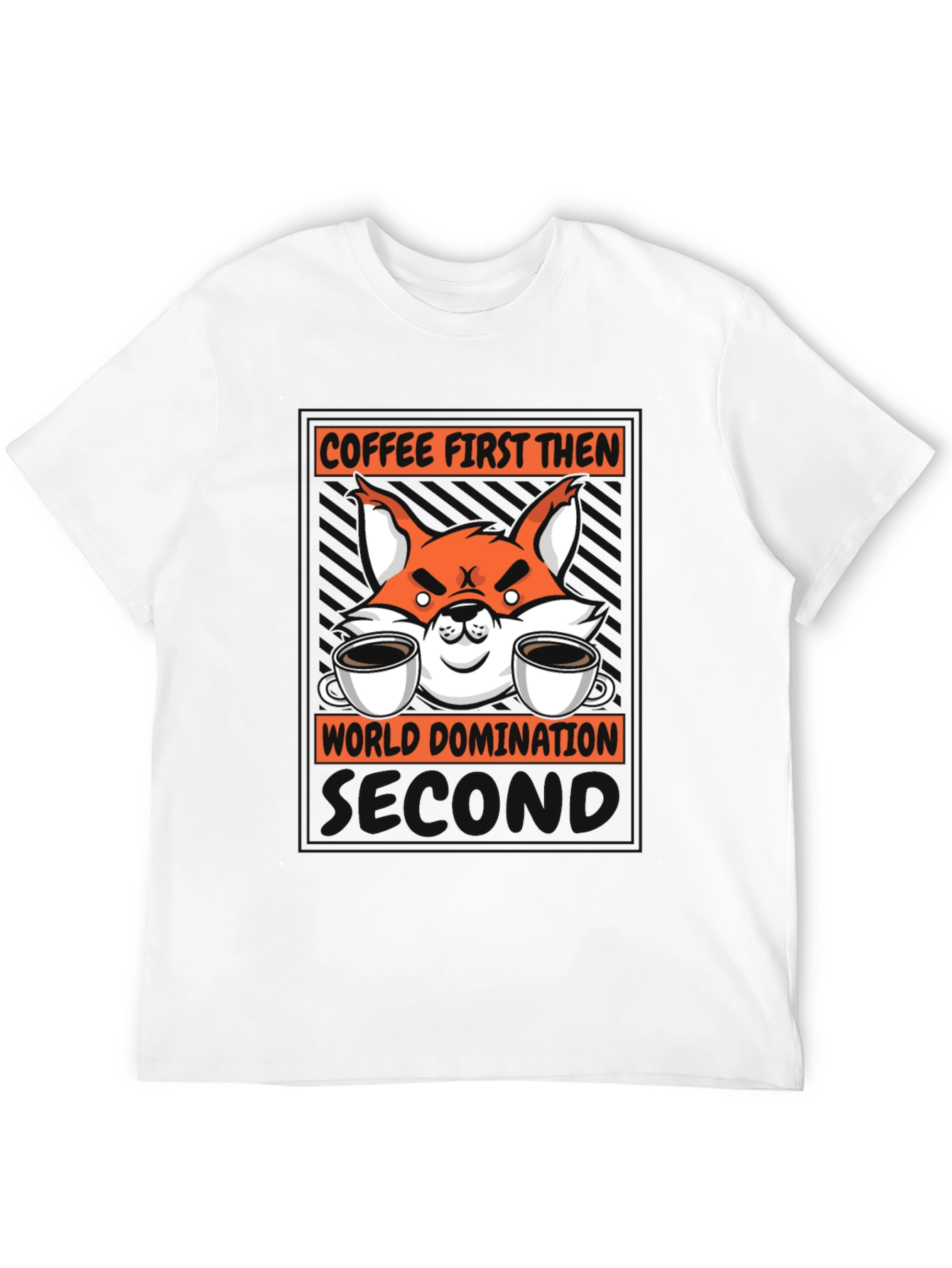 Coffee First Then World Domination Fox Graphic T-Shirt