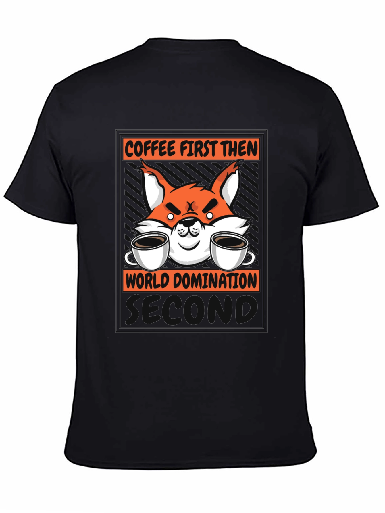 Coffee First Then World Domination Fox Graphic T-Shirt