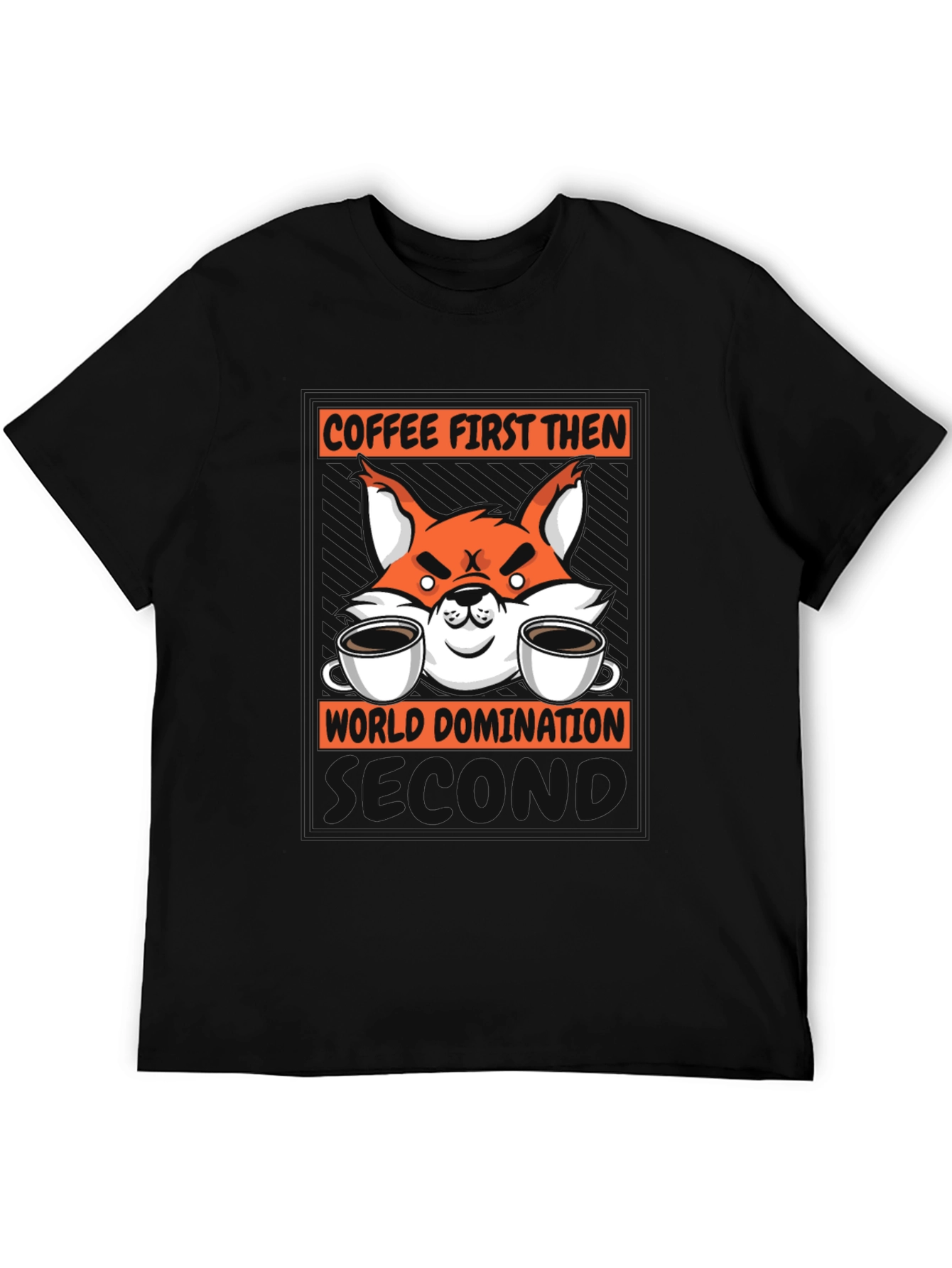 Coffee First Then World Domination Fox Graphic T-Shirt