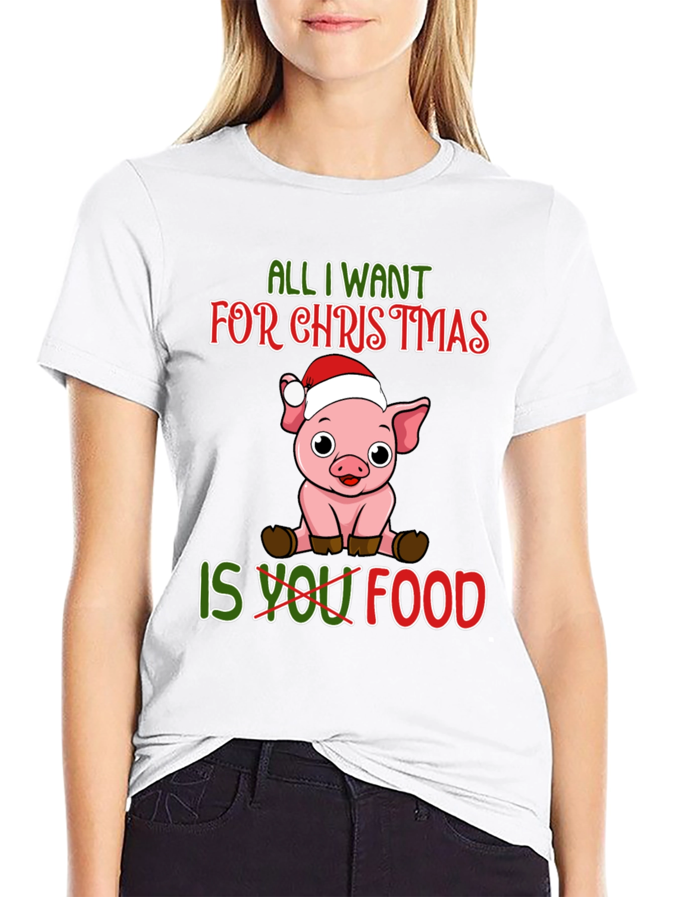 Christmas Pig T-Shirt: All I Want Is Food