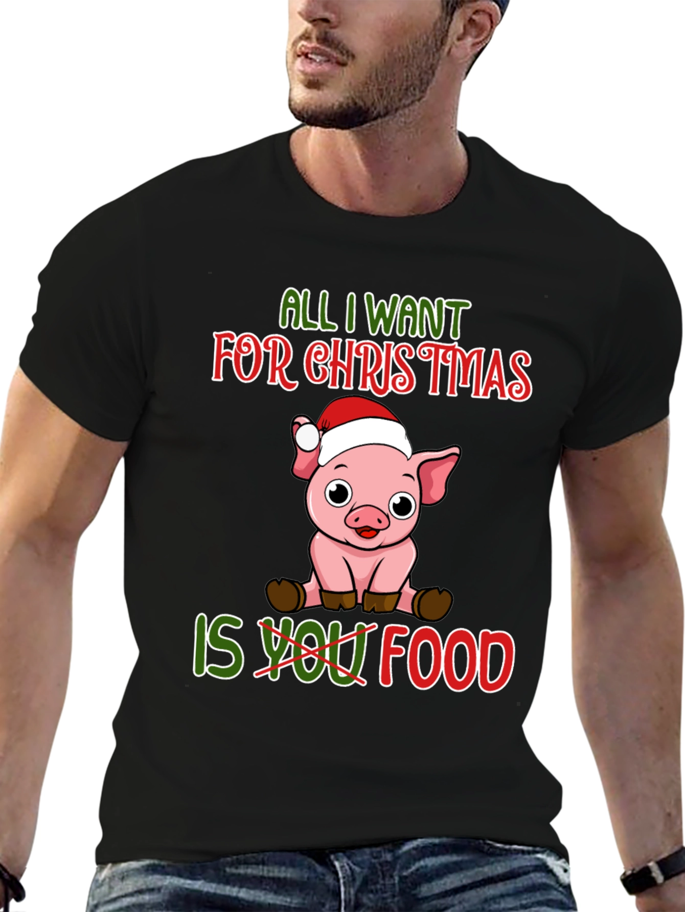 Christmas Pig T-Shirt: All I Want Is Food