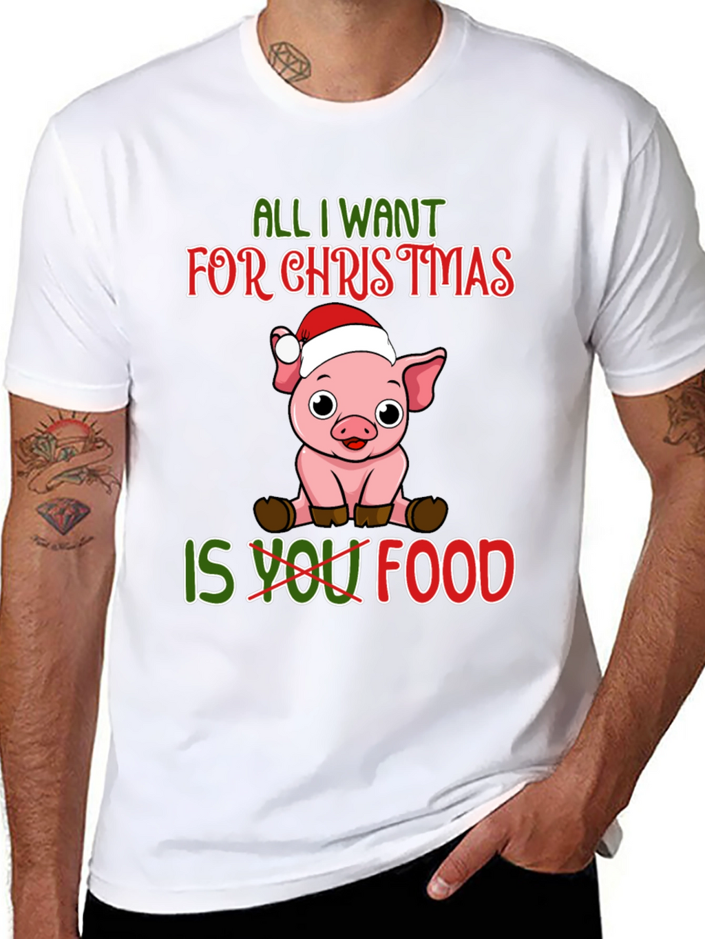 Christmas Pig T-Shirt: All I Want Is Food