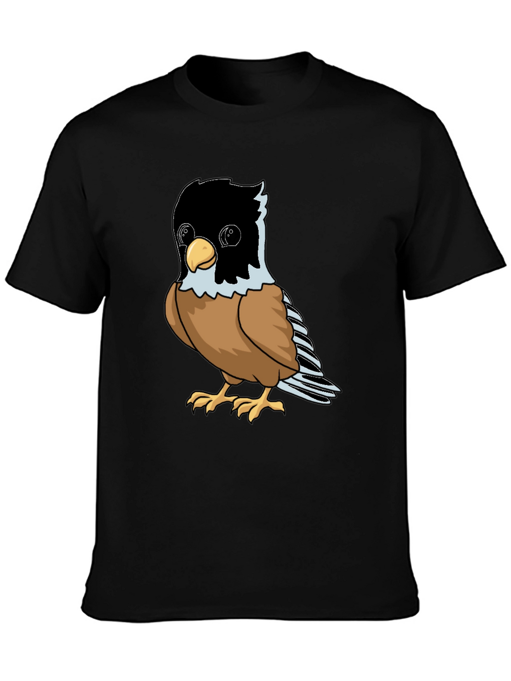 Cute Bird Graphic Tee - Soft Black Cotton Shirt