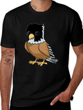 Cute Bird Graphic Tee - Soft Black Cotton Shirt