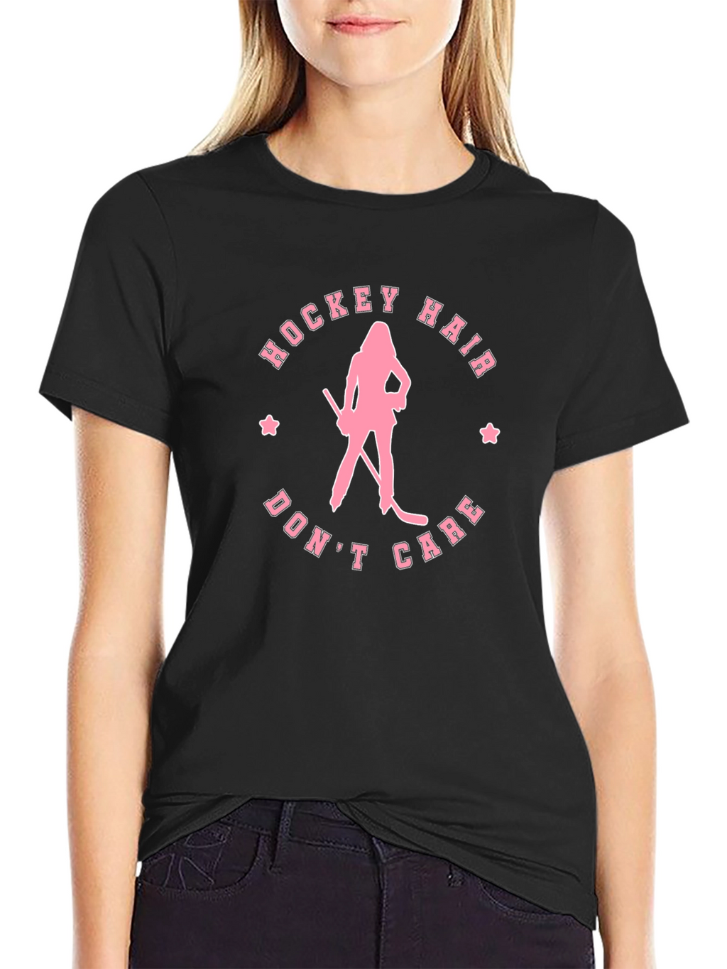 Hockey Hair Dont Care Graphic Tee