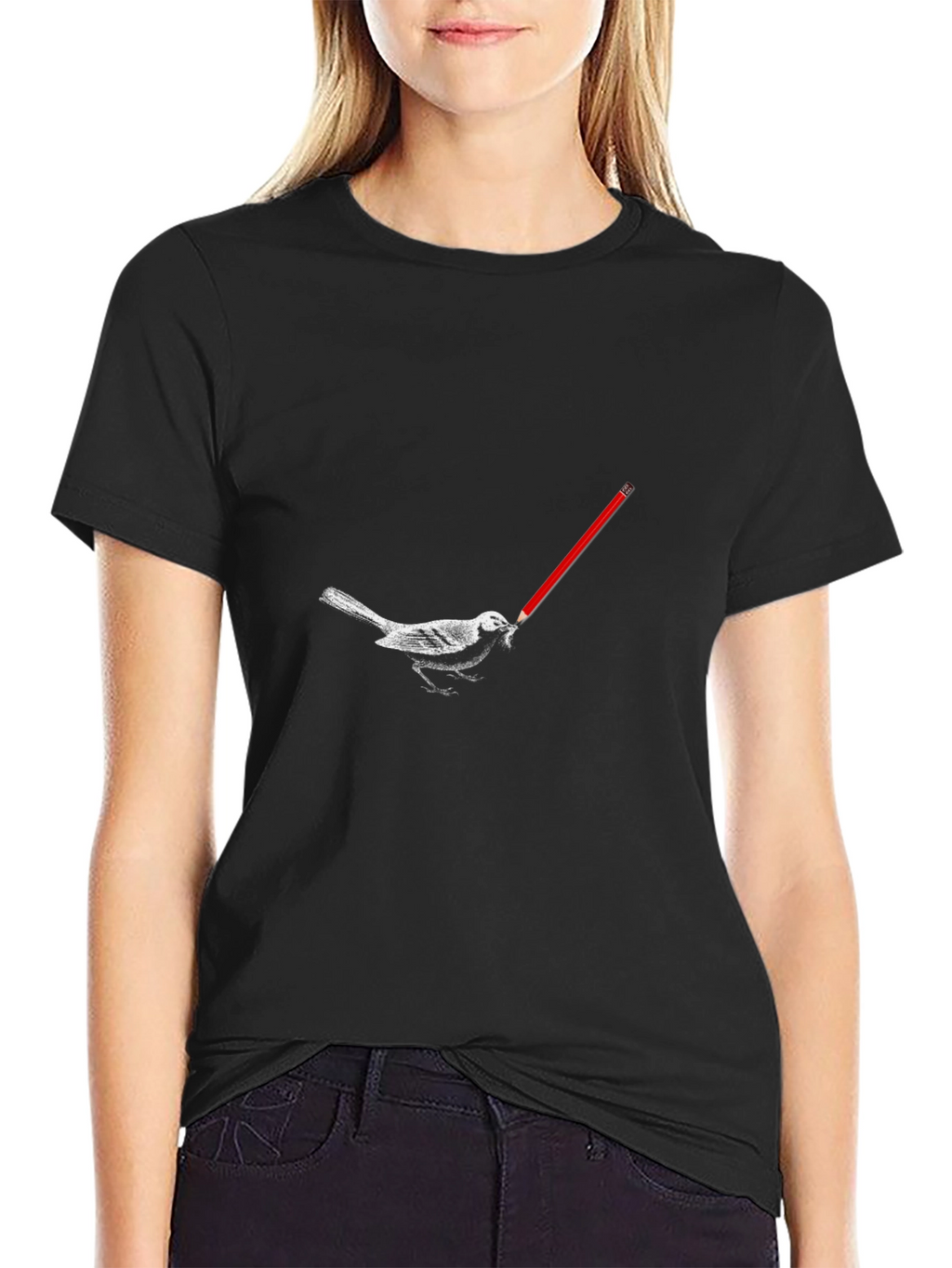 Bird with Pencil Graphic Tee