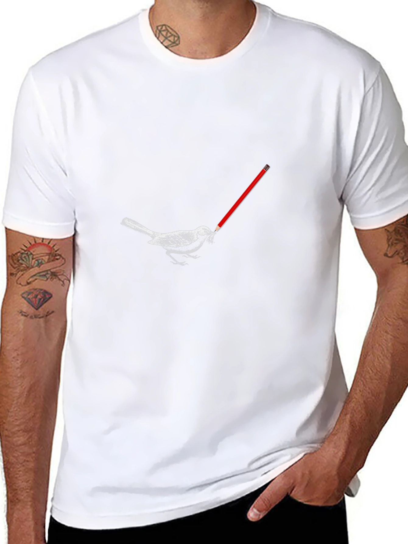 Bird with Pencil Graphic Tee