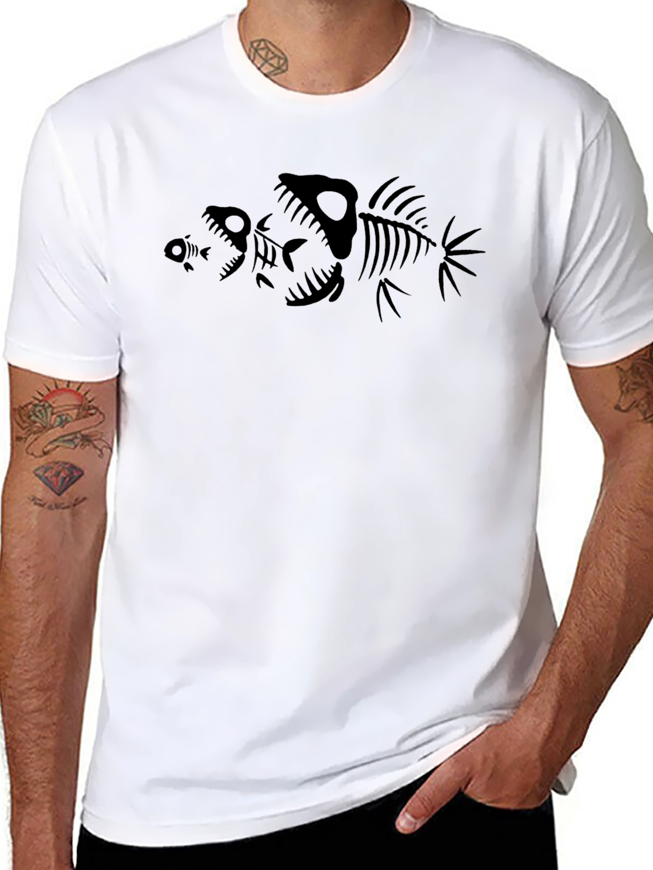 Black Fish Skeleton Graphic Tee