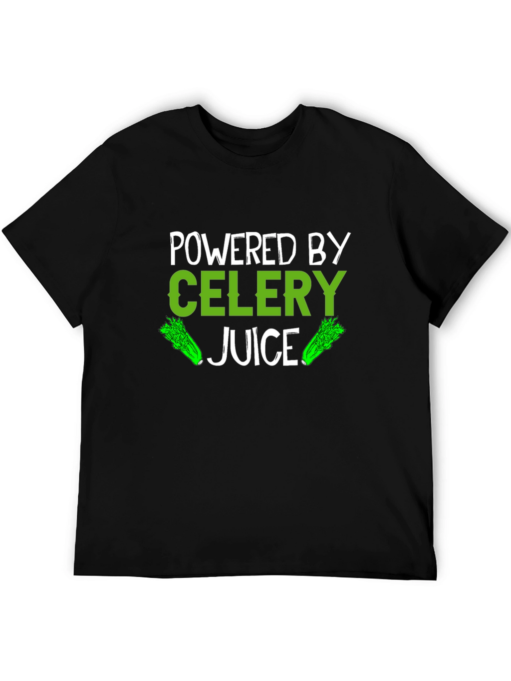 Powered by Celery Juice T-Shirt - Green Vegan Design
