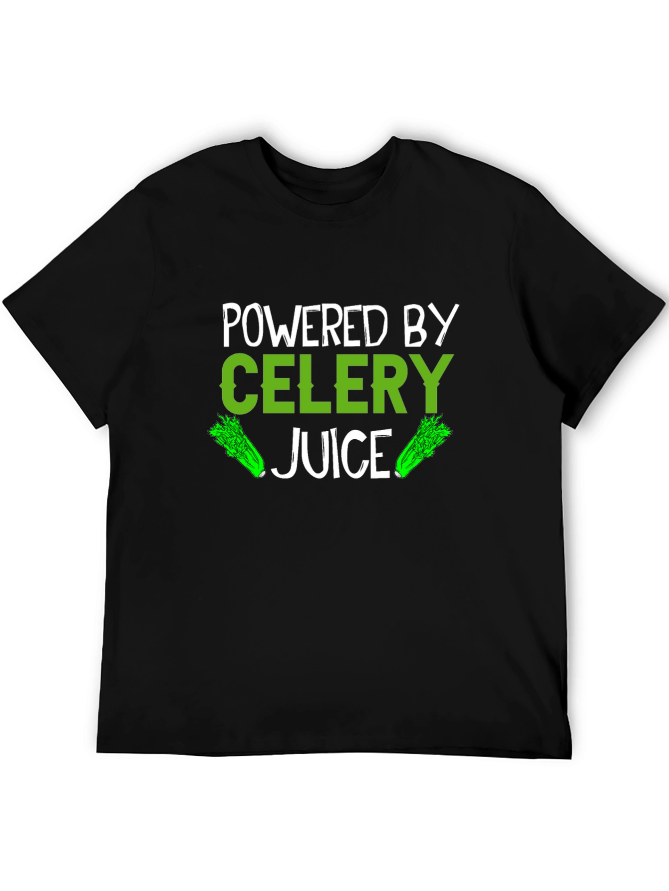 Powered by Celery Juice T-Shirt - Green Vegan Design