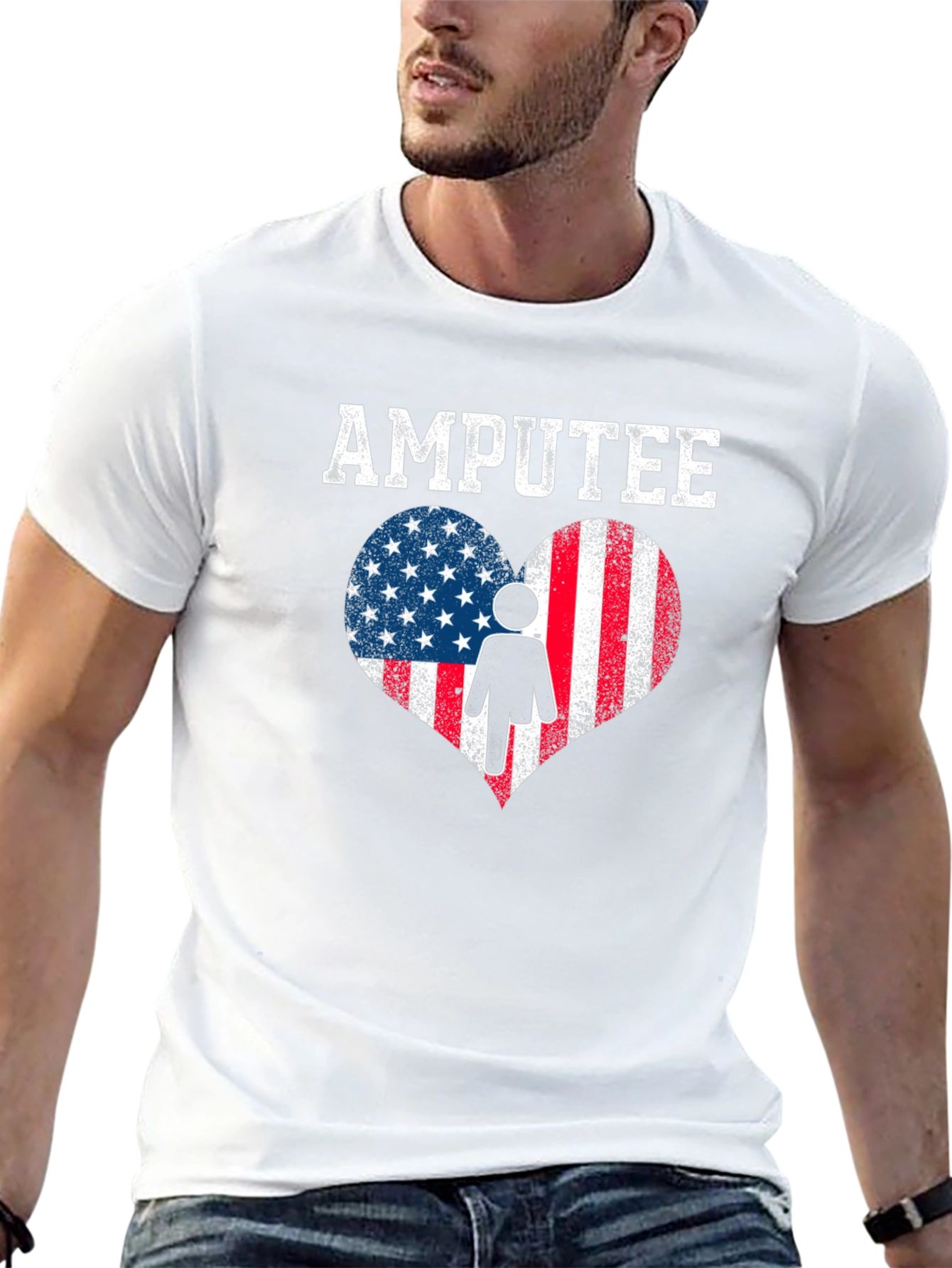 Amputee American Flag Heart T-Shirt