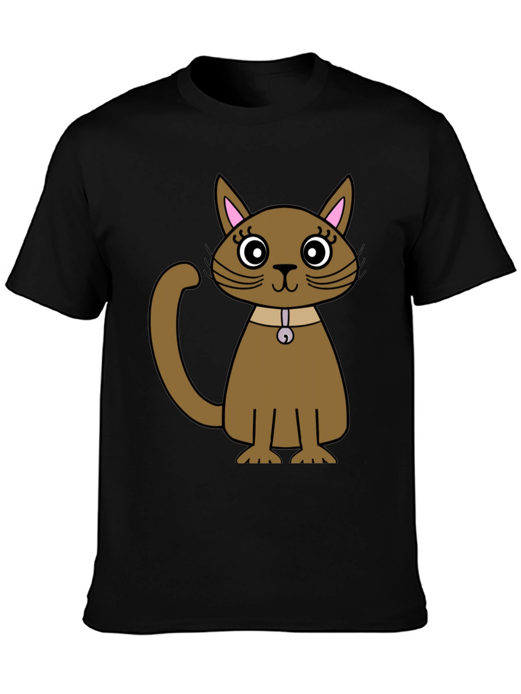 Cute Cartoon Cat T-Shirt - Unisex Black Tee