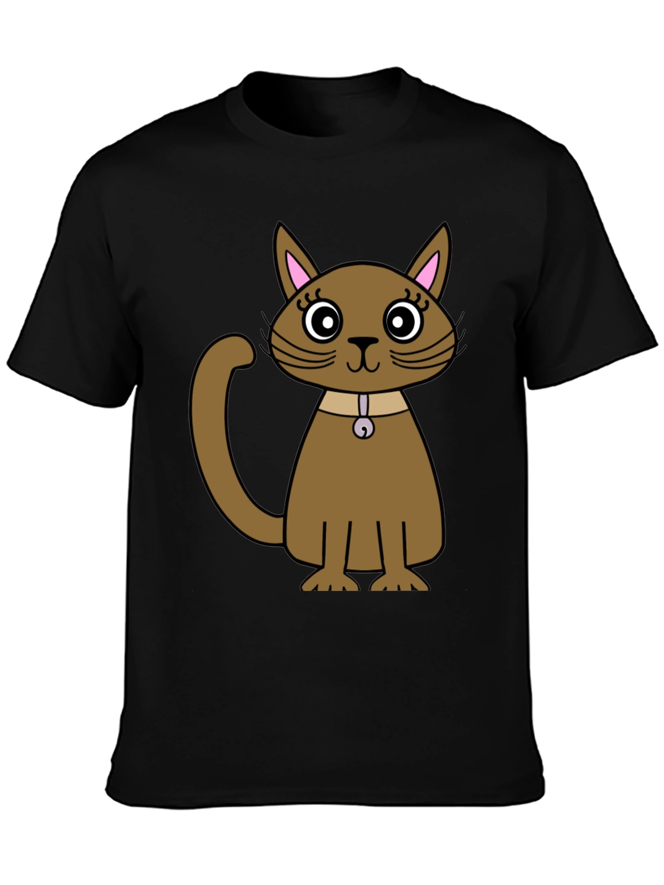 Cute Cartoon Cat T-Shirt - Unisex Black Tee