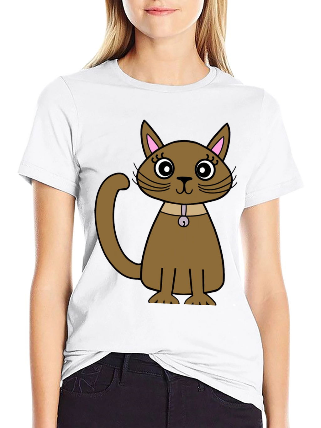 Cute Cartoon Cat T-Shirt - Unisex Black Tee