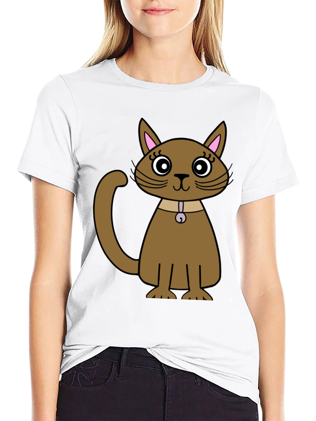 Cute Cartoon Cat T-Shirt - Unisex Black Tee