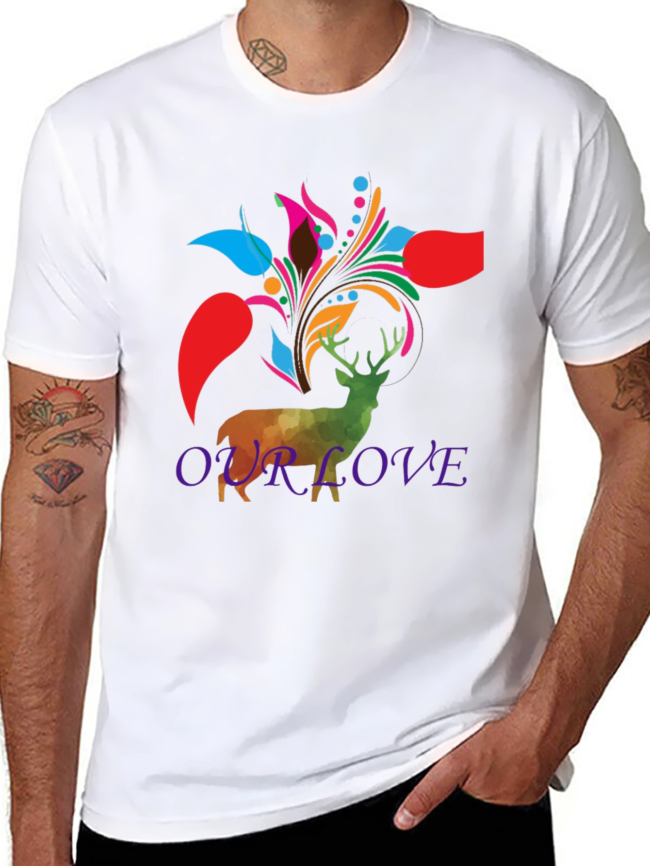 Deer Floral Graphic Tee - Our Love Design