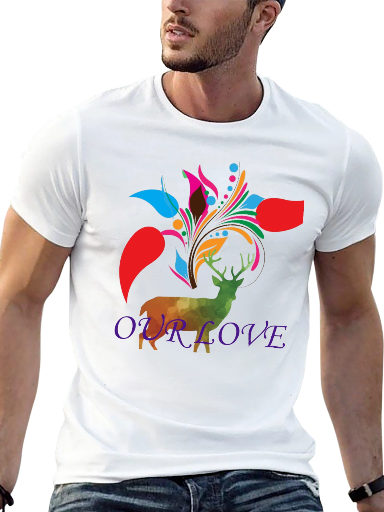 Deer Floral Graphic Tee - Our Love Design