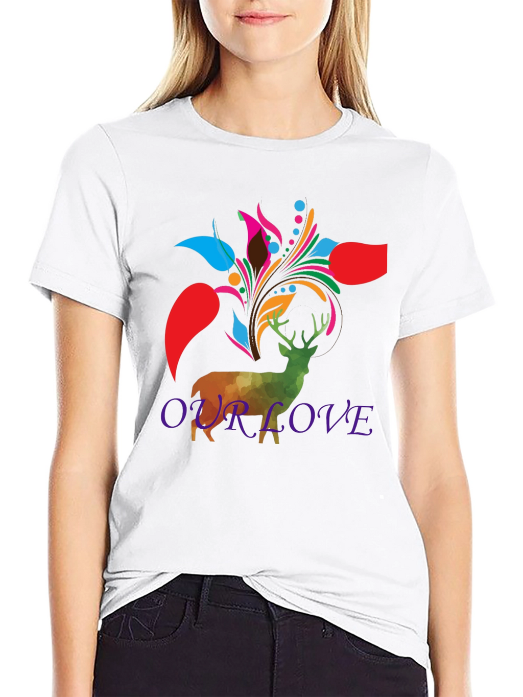 Deer Floral Graphic Tee - Our Love Design