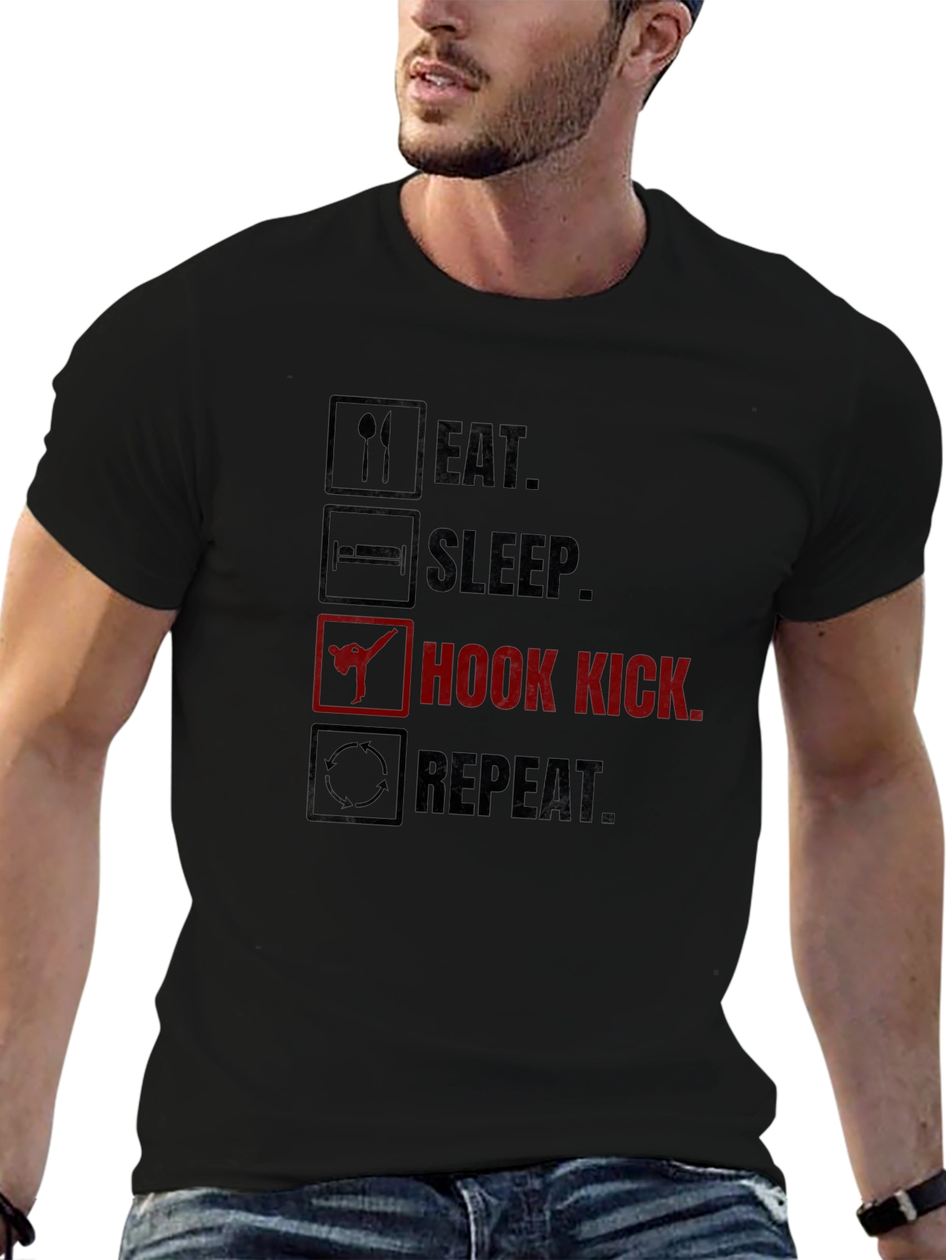 Eat Sleep Hook Kick Repeat Graphic T-Shirt