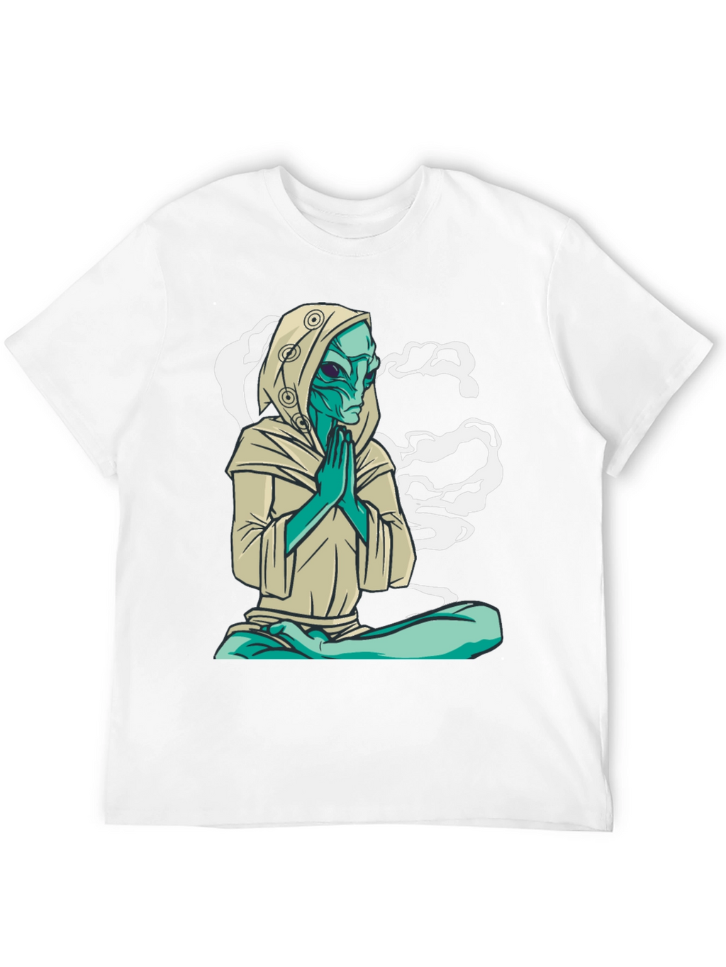 Meditating Alien T-Shirt - Black Cotton Graphic Tee