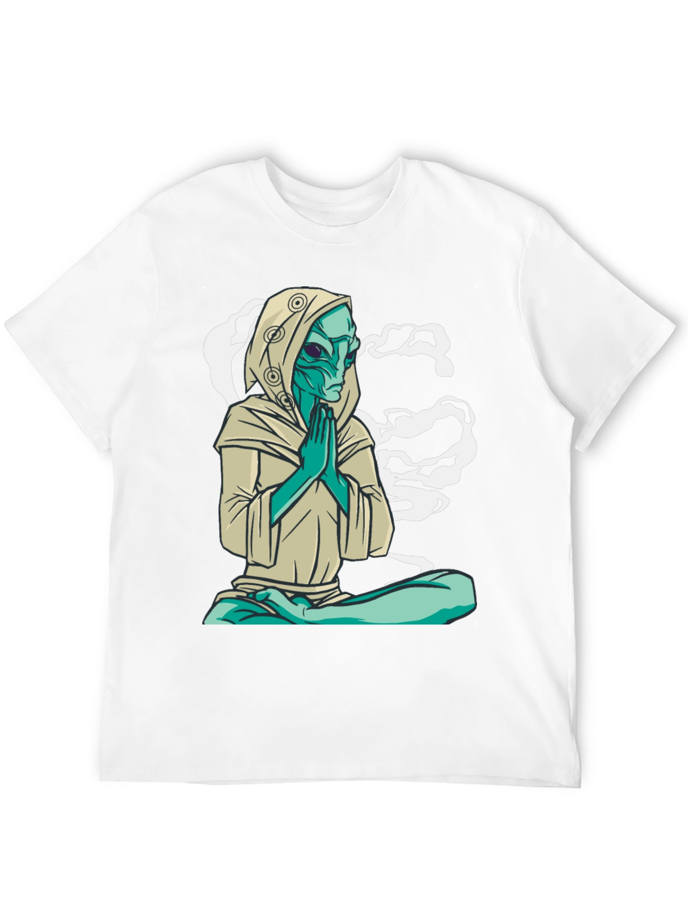 Meditating Alien T-Shirt - Black Cotton Graphic Tee