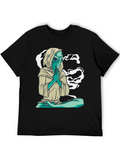 Meditating Alien T-Shirt - Black Cotton Graphic Tee