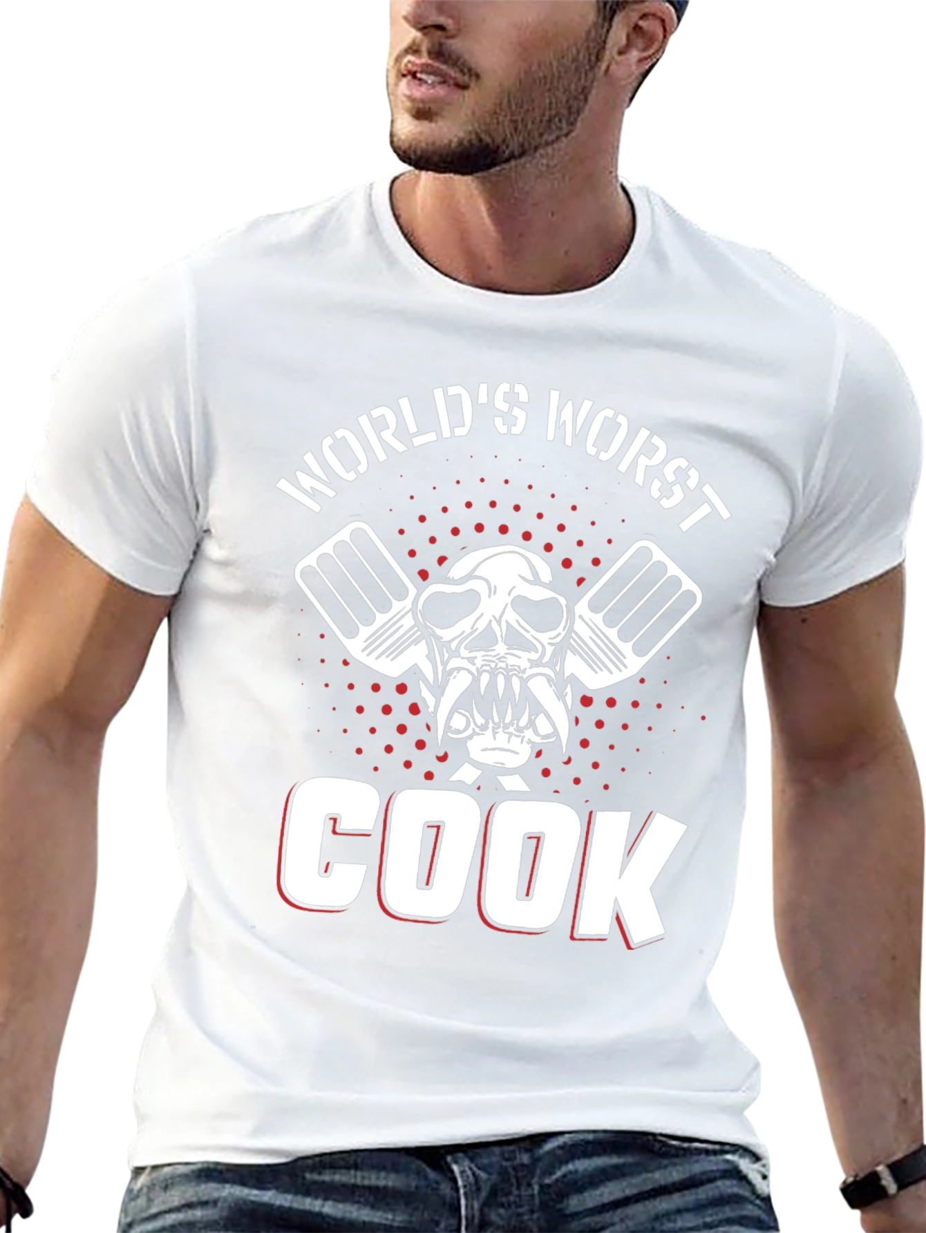 Worlds Worst Cook Skull Graphic T-Shirt
