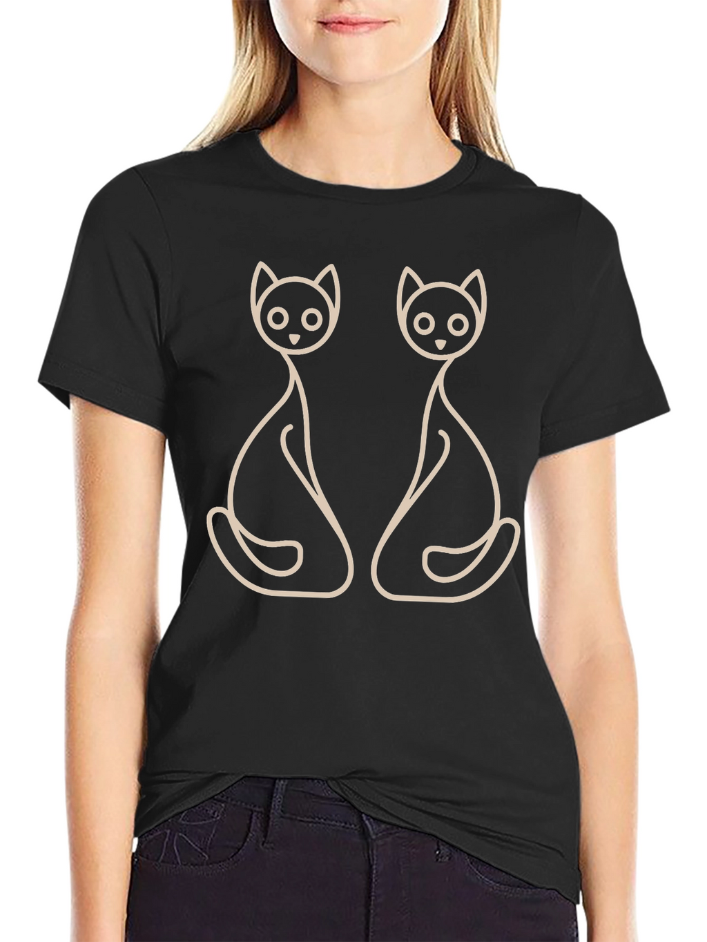 Minimalist Cat Lover T-Shirt - Black