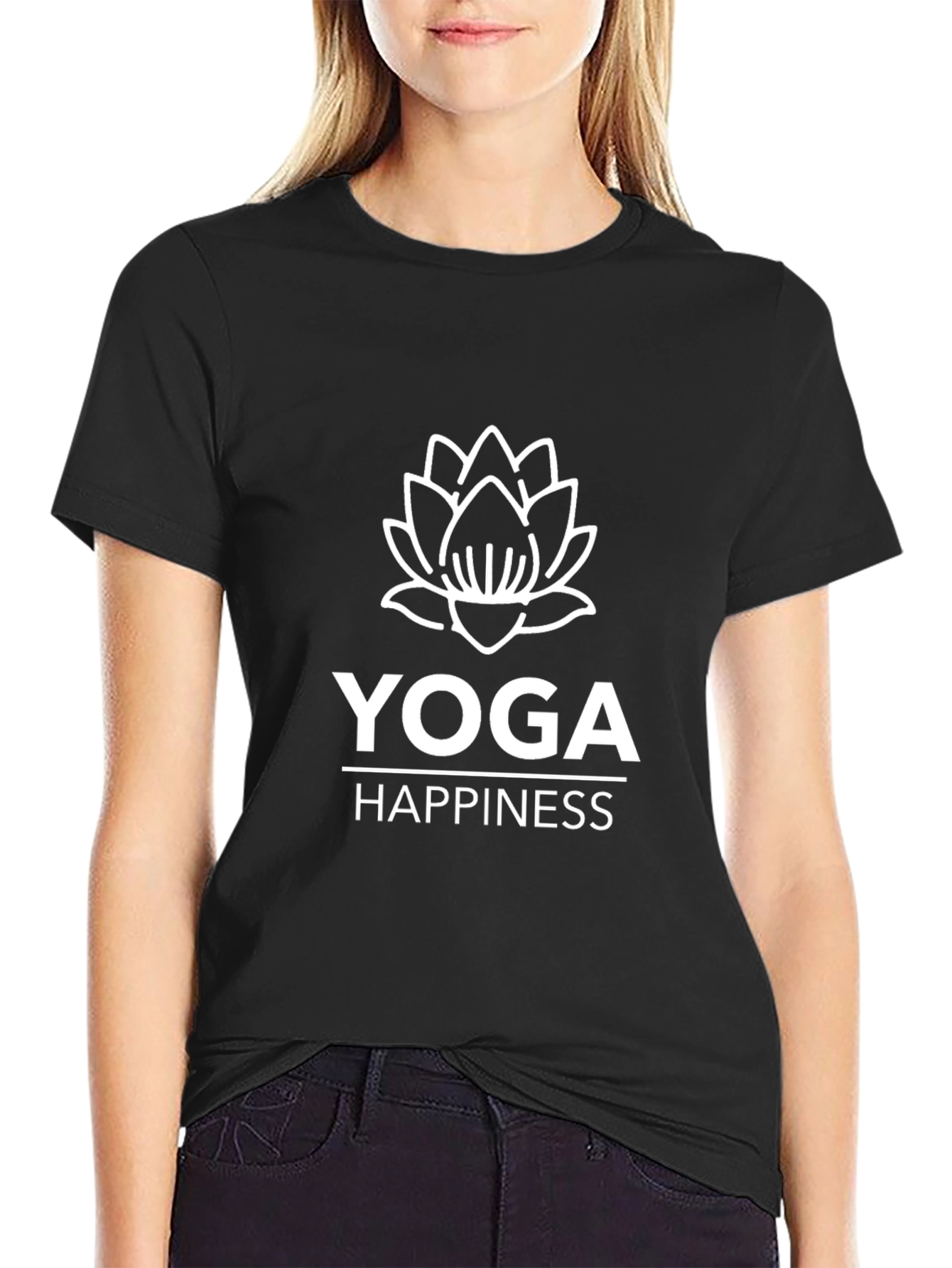 Yoga Happiness T-Shirt - Lotus Design