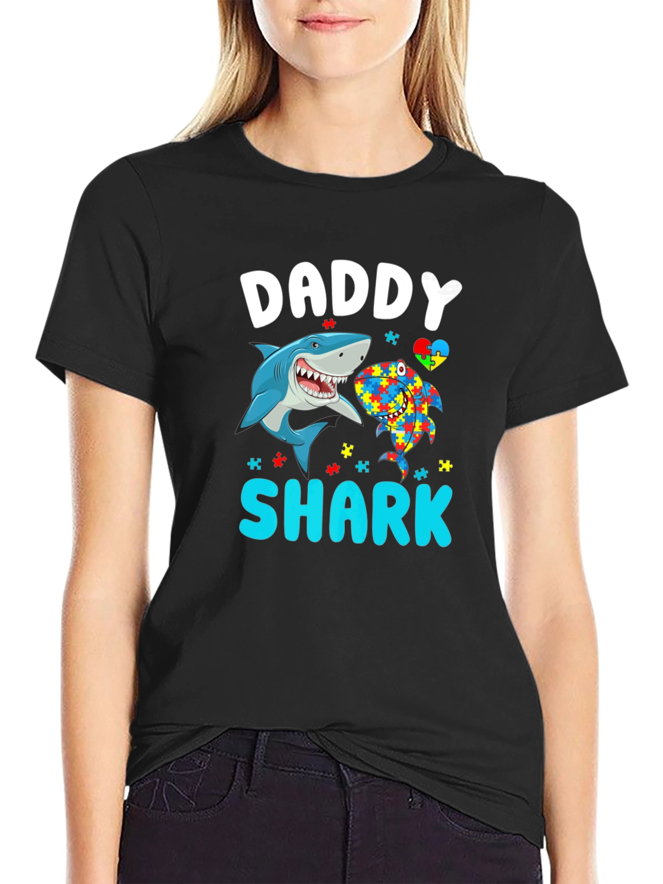 Daddy Shark Autism Awareness T-Shirt