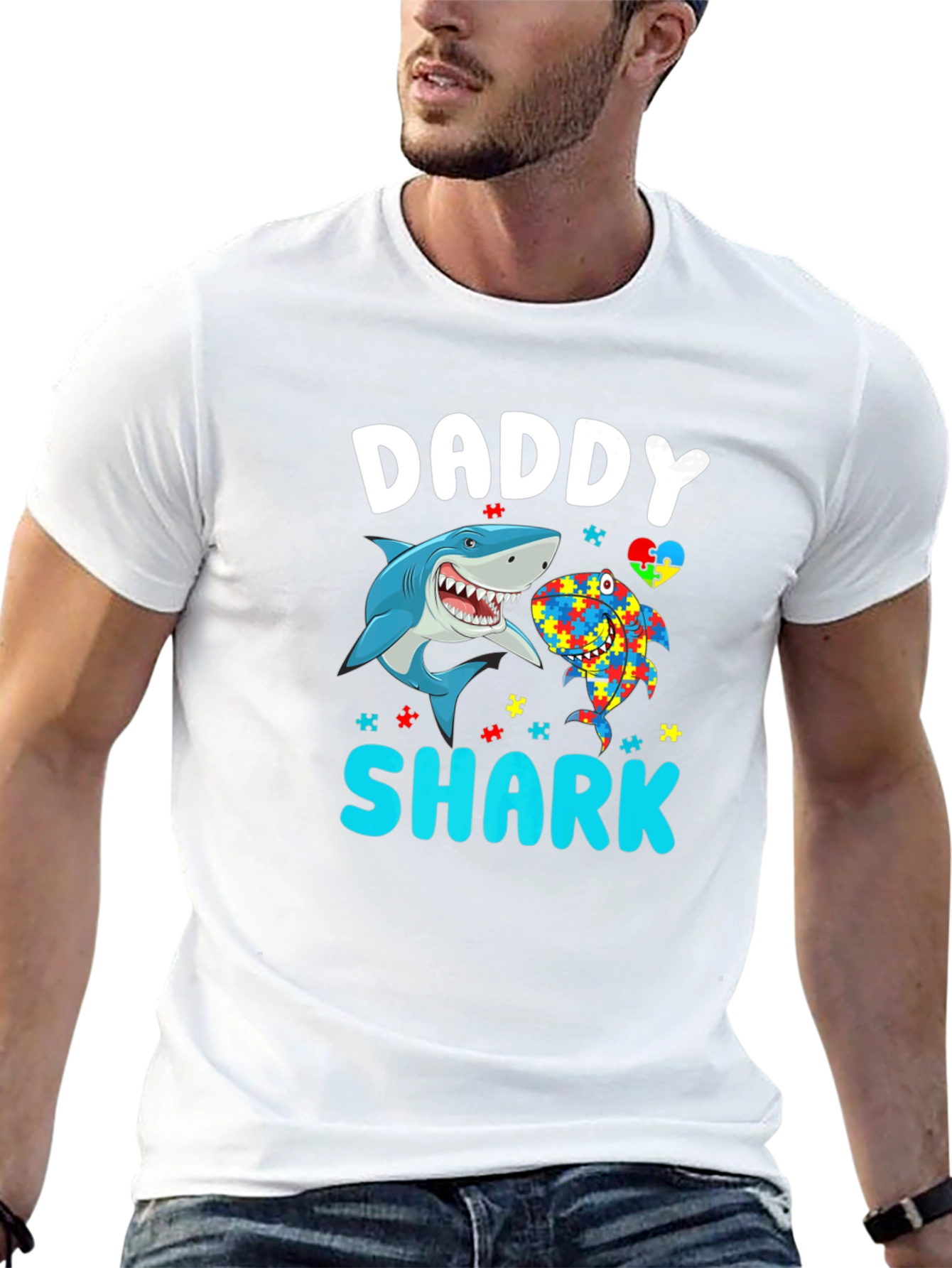 Daddy Shark Autism Awareness T-Shirt