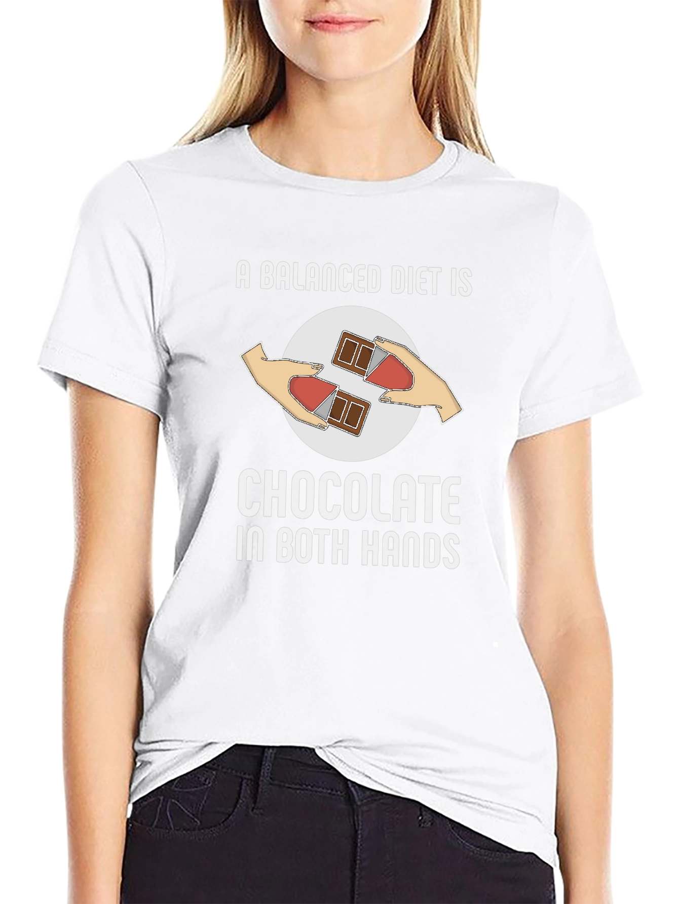 Chocolate in Both Hands T-Shirt Funny Balanced Diet