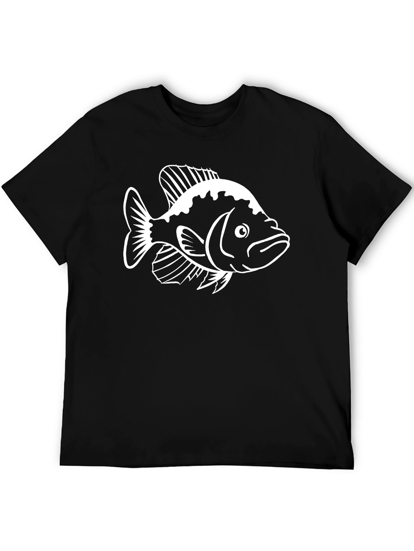 Black T-Shirt with White Fish Graphic