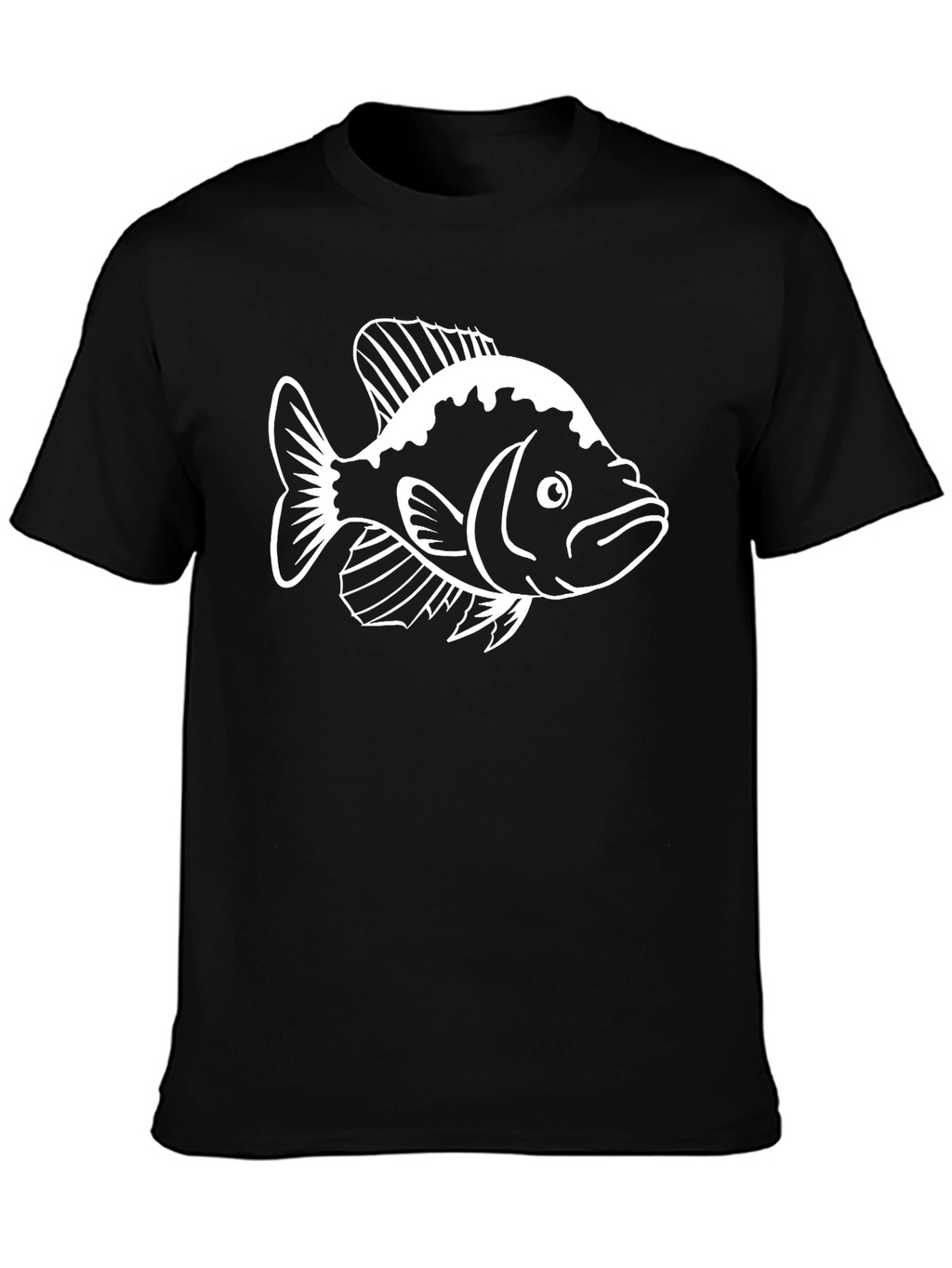 Black T-Shirt with White Fish Graphic