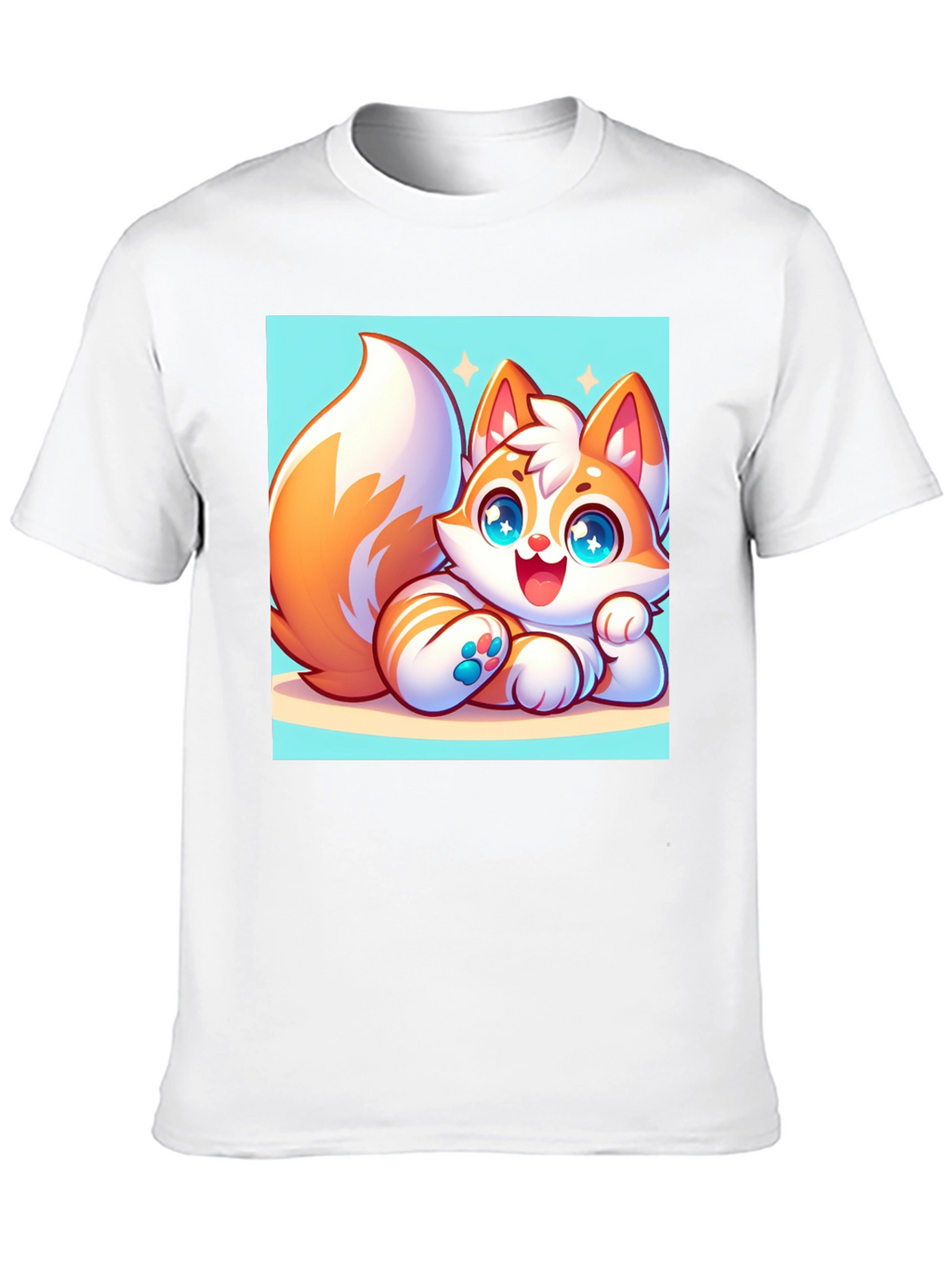 Cute Cartoon Fox Graphic Tee - Black T-Shirt