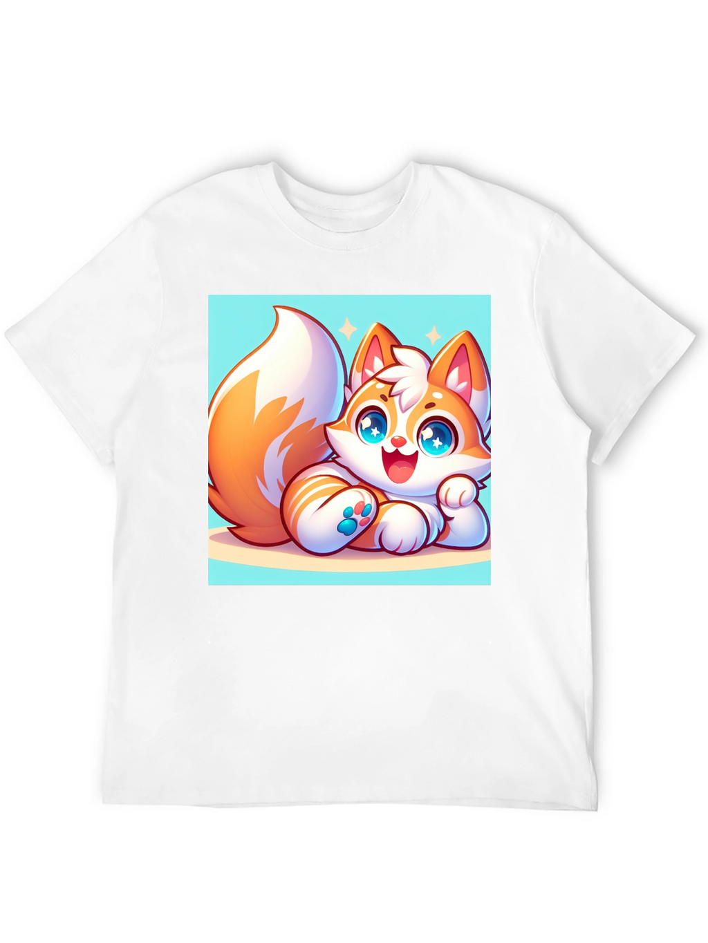 Cute Cartoon Fox Graphic Tee - Black T-Shirt