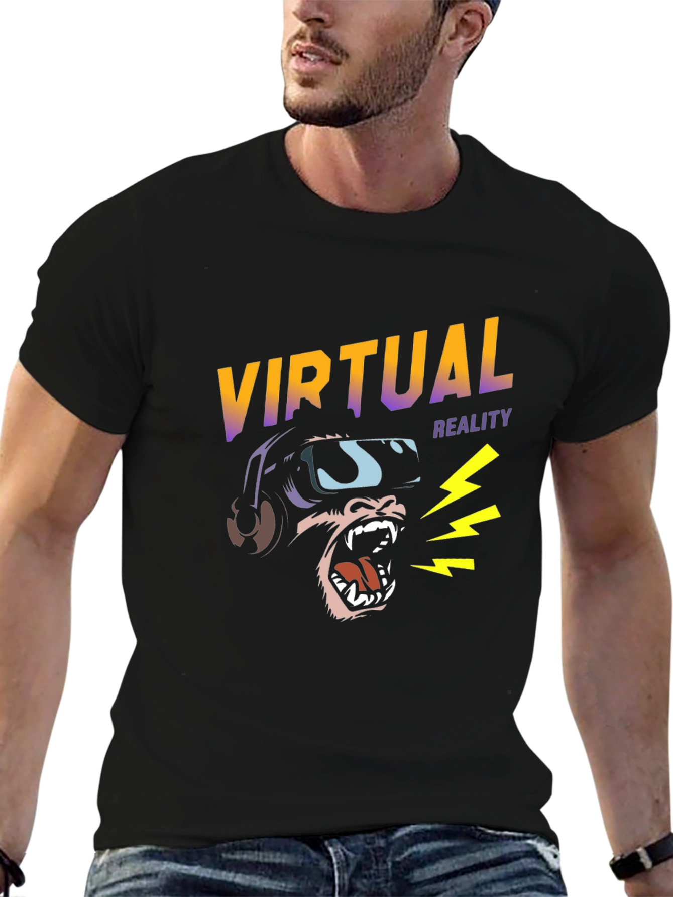 Virtual Reality Gorilla Graphic Tee - Black
