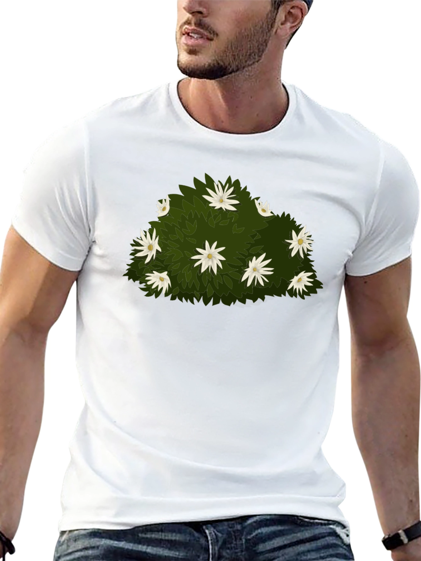 Floral Bush Graphic Tee - Nature Inspired Design